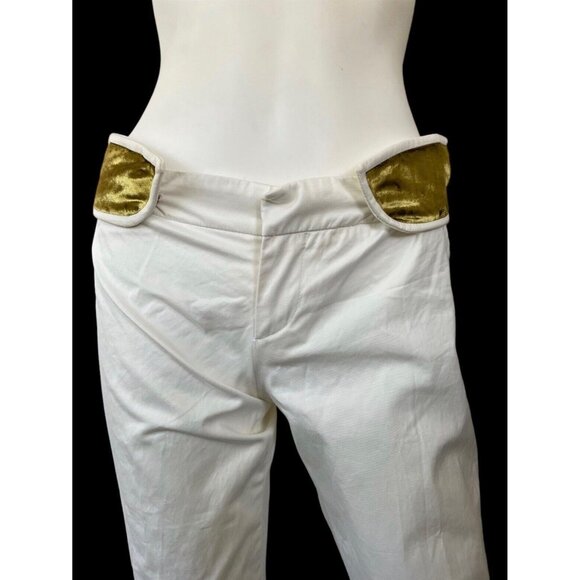 Gucci Women's Pants Dress Flat Front White 100%Cotton MADE IN ITALY US 40 - Picture 2 of 9